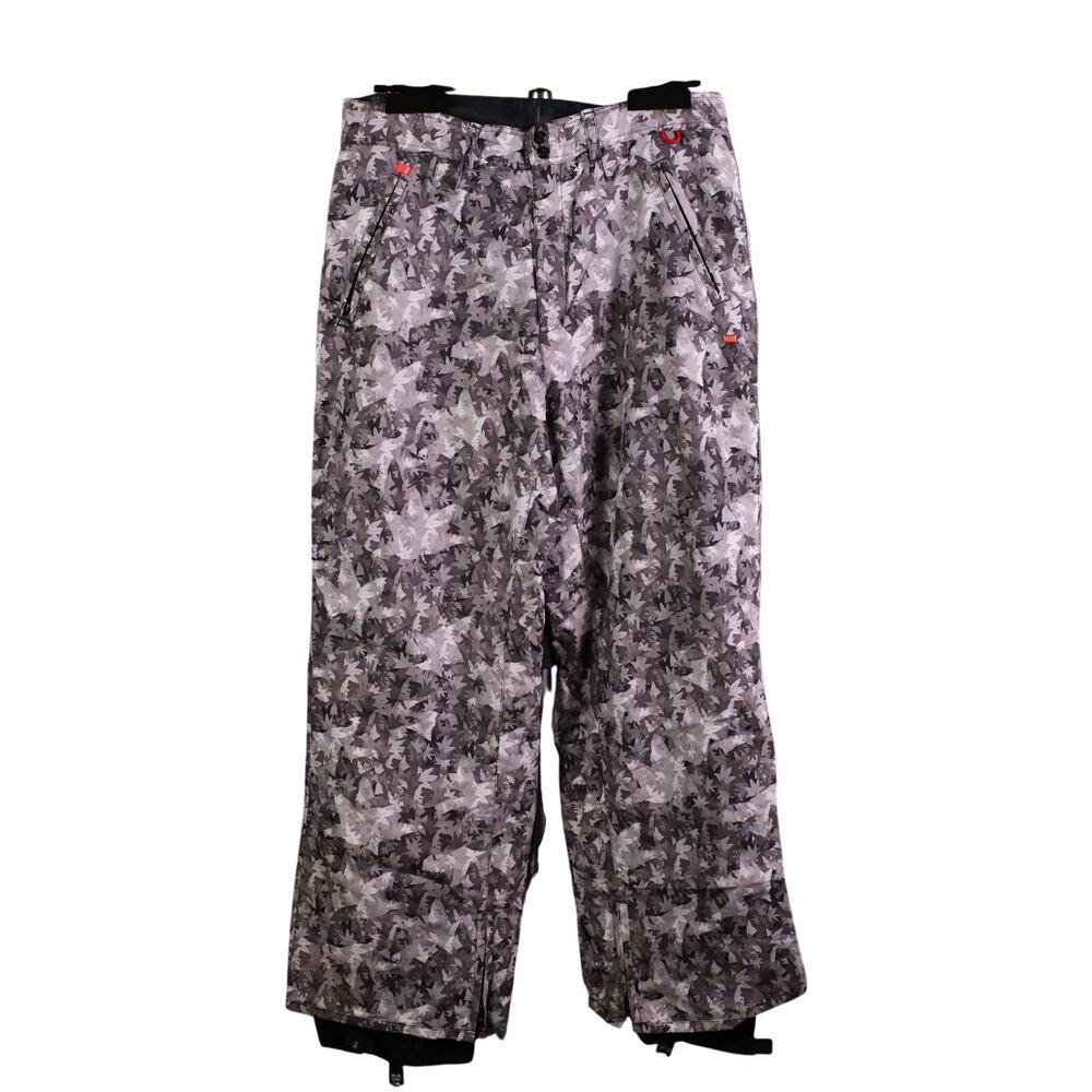 Foursquare 5K Snowboard Pants Men’s Large Gray Camo Maple Leaf Ski Snow Winter